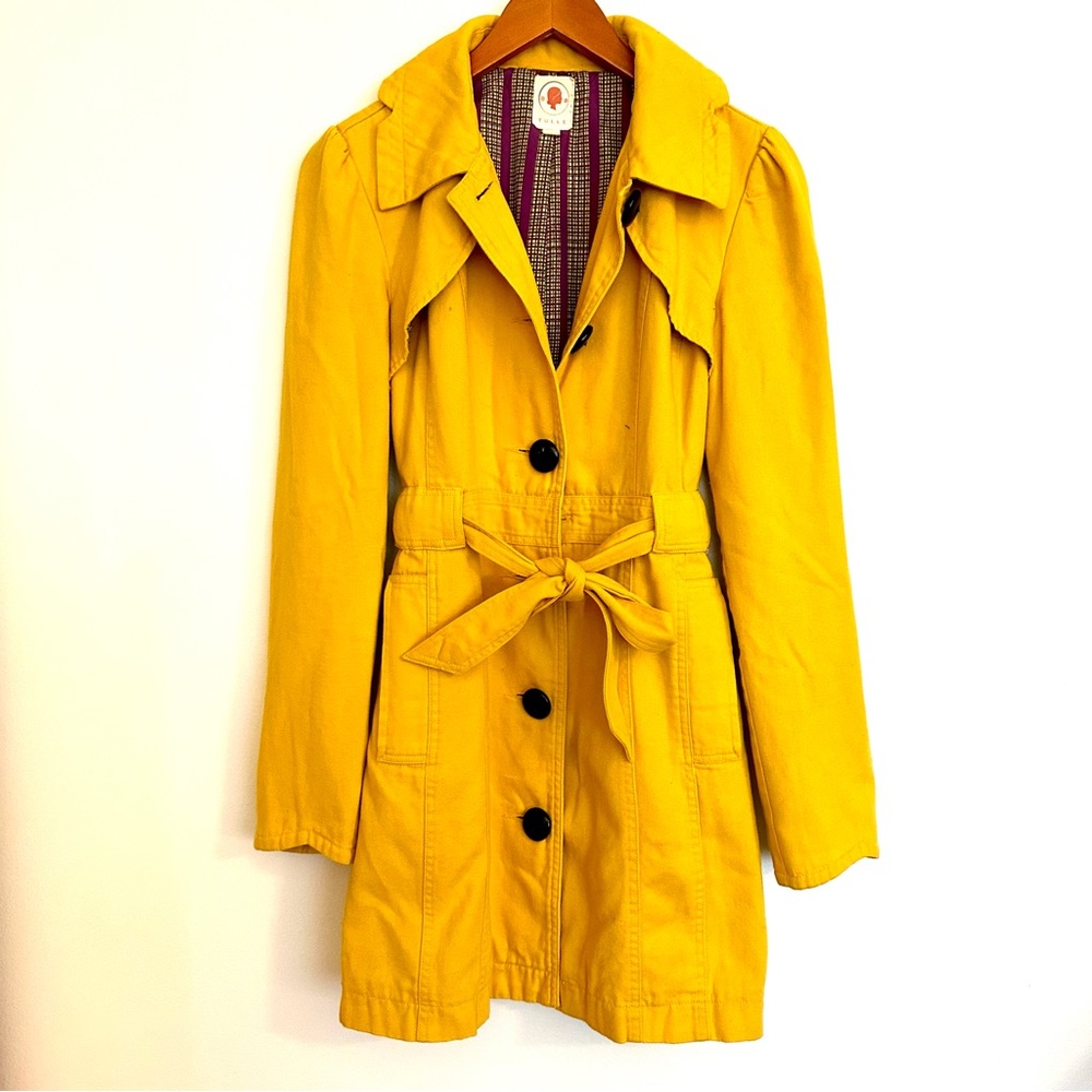 Tulle Anthropologie Yellow Peacoat Front Pockets Size Medium